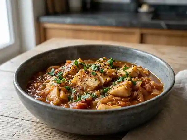 Estouffade de Morue Salée à l'Ail : Plat Traditionnel Savoureux - Photo de présentation