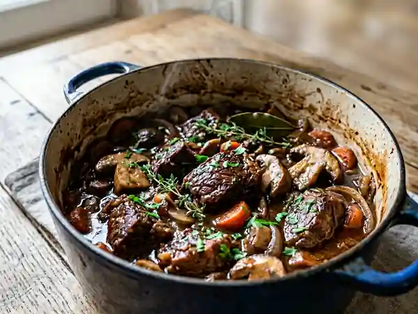 Estouffade de bœuf fondante aux cèpes boisés - Photo de présentation
