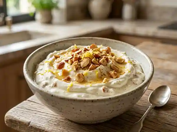 Faisselle crémeuse amandes et miel citronné - Photo de présentation