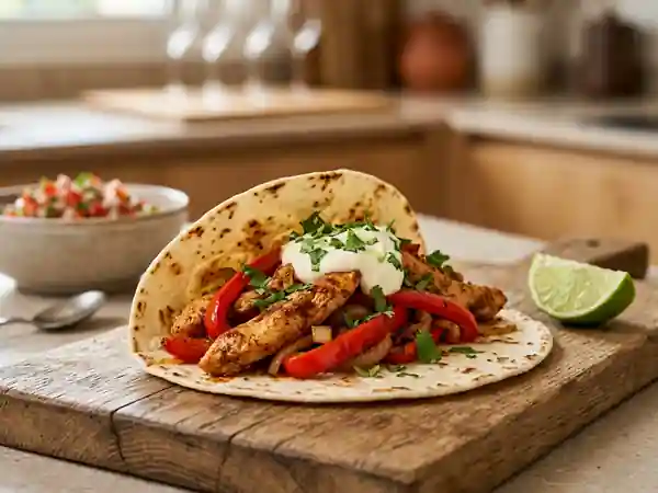 Fajitas au poulet grillé et épices fumées - Photo de présentation
