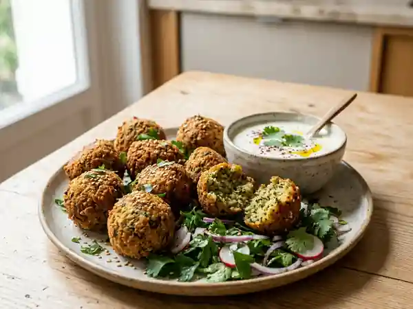 Falafels dorés au cumin et herbes fraîches - Photo de présentation