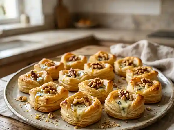 Farandole gourmande de bouchées au roquefort pour apéritif - Photo de présentation