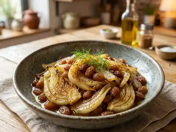Fenouil confit aux épices et raisins sucrés - Photo de présentation