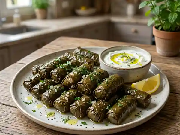 Dolmades fondantes au riz et herbes fraîches - Photo de présentation