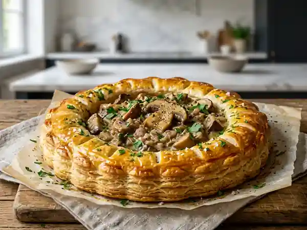 Feuilleté aux cèpes croustillant et crémeux - Photo de présentation