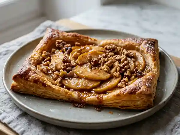 Feuilleté Croustillant Pommes et Noix Caramélisées - Photo de présentation