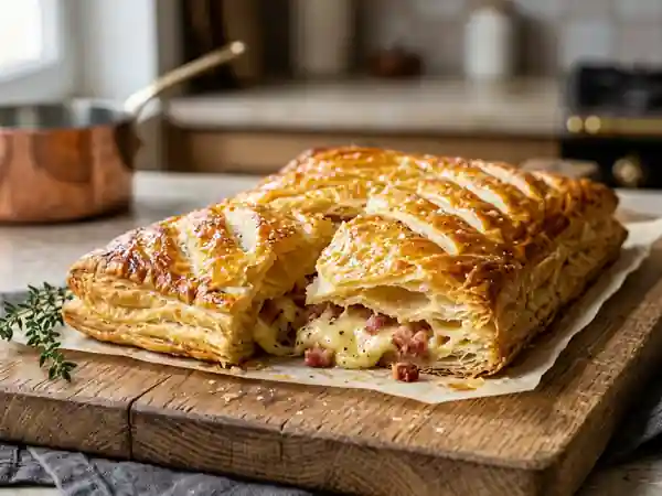 Feuilleté croustillant lard et fromage fondu - Photo de présentation