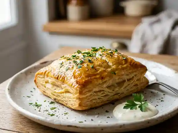 Feuilleté de bar farci gourmand et croustillant - Photo de présentation