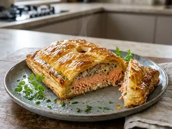 Feuilleté de saumon à l'échalote fondante : recette facile et gourmande - Photo de présentation