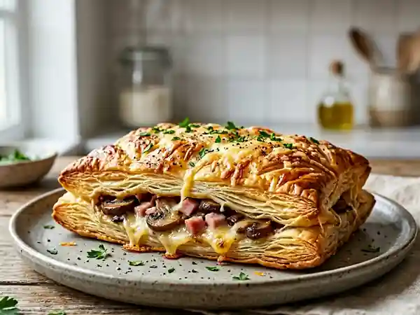 Feuilleté gourmand au jambon et champignons - Photo de présentation