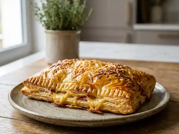Feuilleté gourmand au jambon et fromage fondant - Photo de présentation