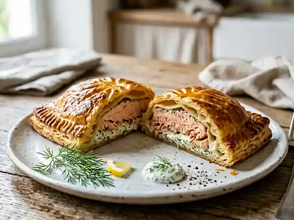 Feuilleté gourmand au saumon frais et fromage - Photo de présentation