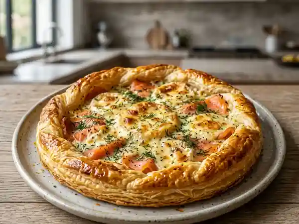 Feuilleté croustillant saumon et pélardon fondant - Photo de présentation