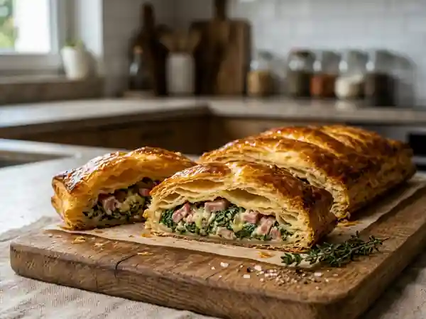 Feuilleté Doré au Jambon et Épinards Fondants - Photo de présentation