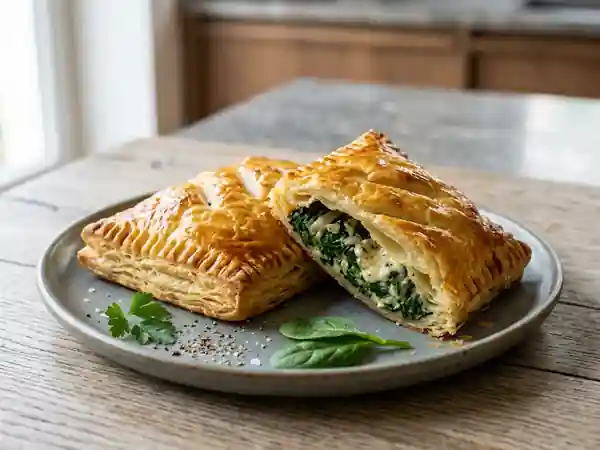 Feuilletés croustillants aux épinards frais et fromage fondant - Photo de présentation