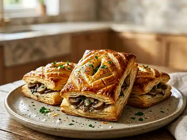 Feuilletés fondants aux champignons de Paris - Photo de présentation