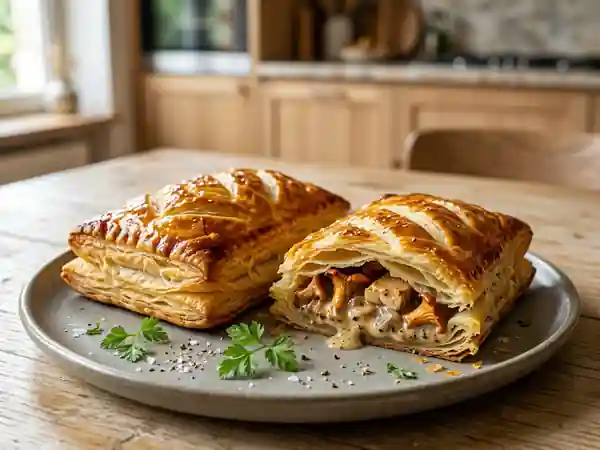 Feuilletés moelleux au foie gras et girolles : recette gourmande et raffinée - Photo de présentation