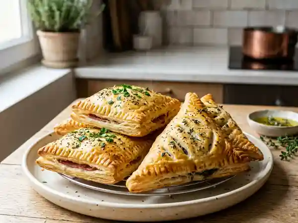 Feuilletés croustillants jambon et champignons - Photo de présentation