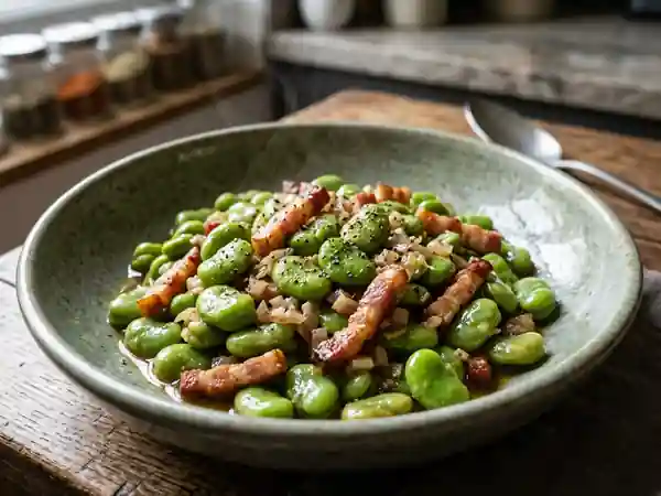 Fèves fondantes au cognac et lardons fumés - Photo de présentation