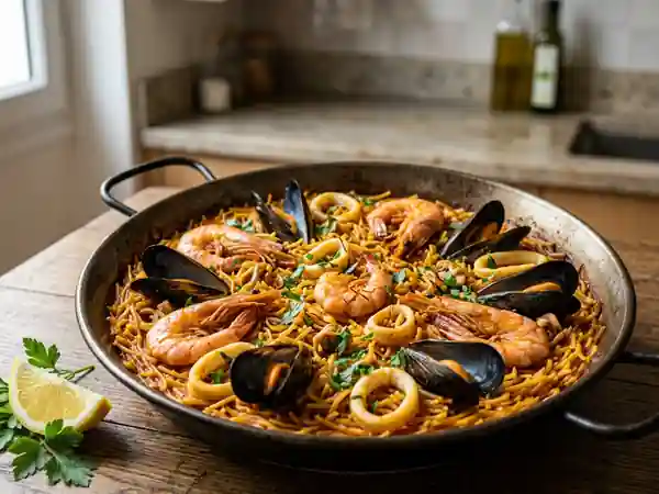Fideuà croustillante aux fruits de mer - Photo de présentation