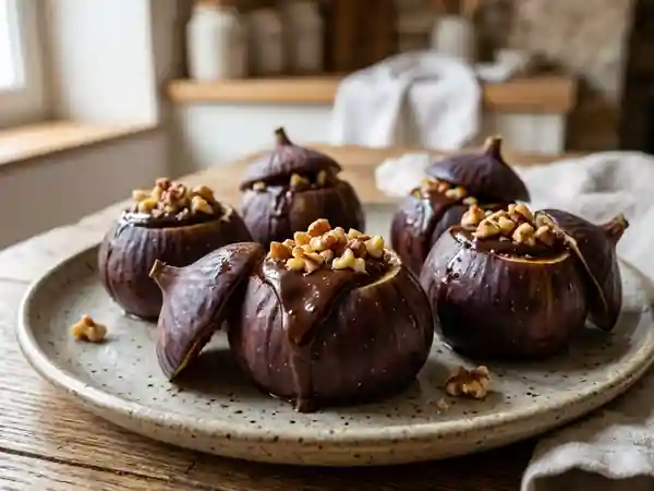 Figues fraîches fourrées au chocolat fondant : dessert gourmand et facile - Photo de présentation
