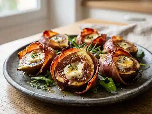 Figues fondantes au chèvre et jambon de Bayonne - Photo de présentation