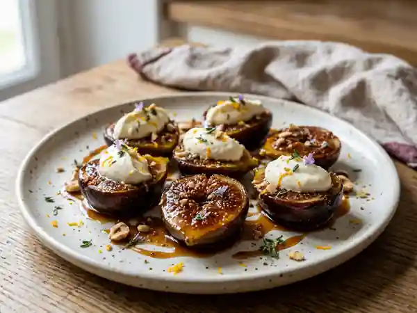Figues rôties au whisky et crème onctueuse - Photo de présentation