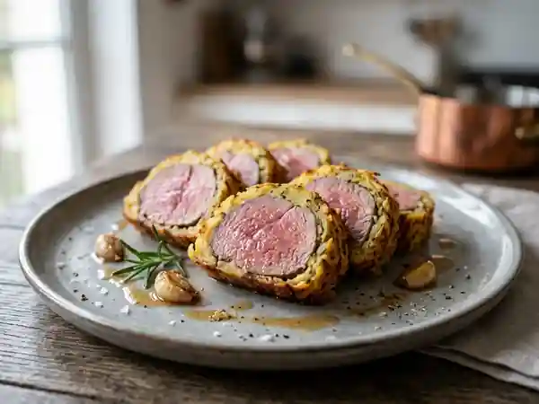 Filet d'Agneau en Croûte de Pommes de Terre Dorées - Photo de présentation