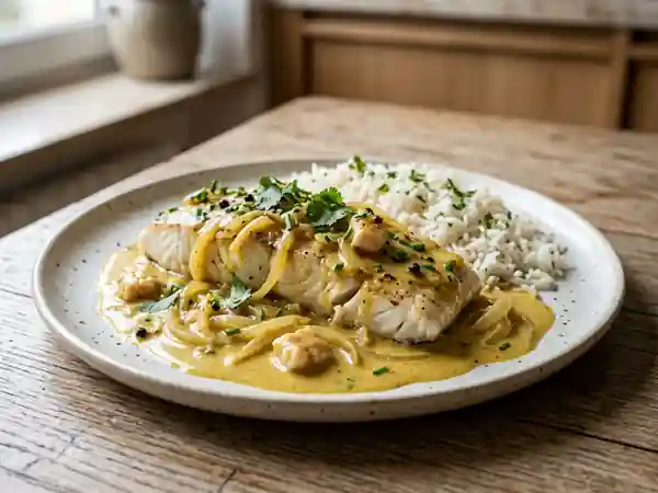 Filet de Colin à la Crème onctueuse au Curry - Photo de présentation