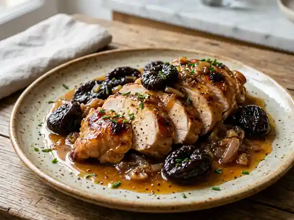 Filet de dinde laqué au miel et pruneaux - Photo de présentation