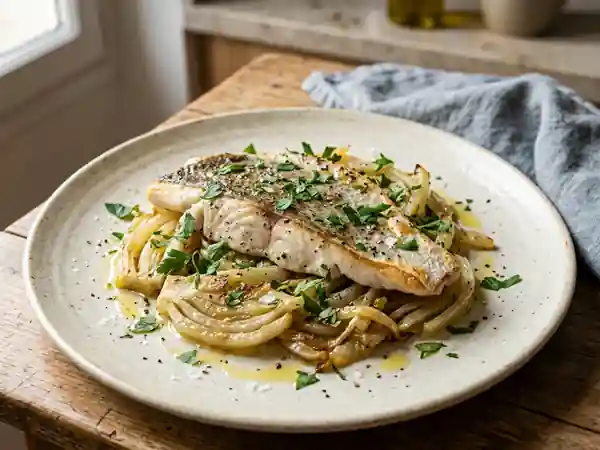Filet de Loup de Mer Rôti au Fenouil Fondant - Photo de présentation