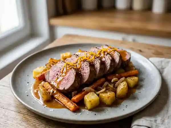 Filet de marcassin rôti au jus d'orange - Photo de présentation
