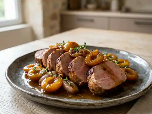 Filet de porc aux mirabelles caramélisées : recette gourmande et facile - Photo de présentation