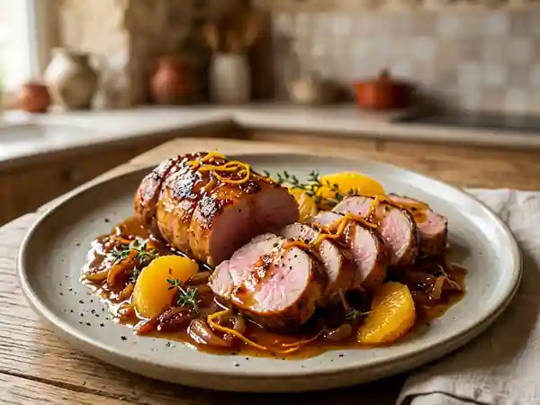Filet de porc fondant à l'orange caramélisée - Photo de présentation