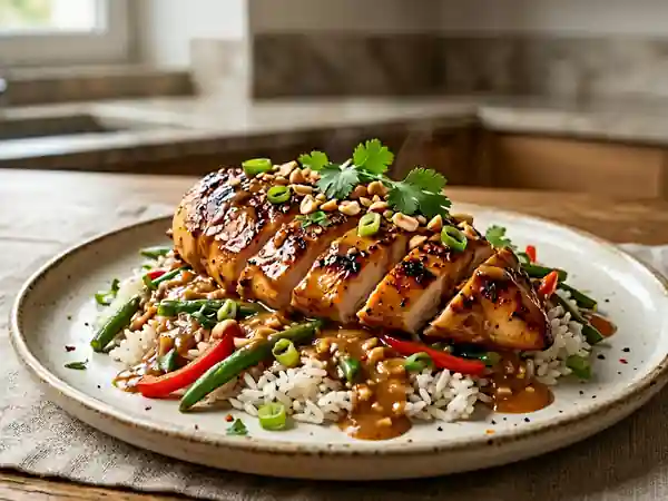 Poulet fondant au beurre de cacahuètes crémeux - Photo de présentation
