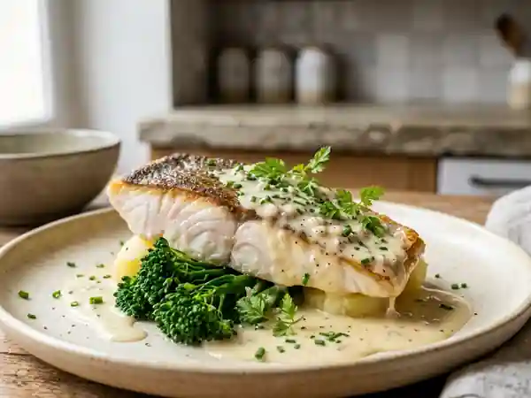 Filet de sandre délicatement nappé de beurre blanc nantais - Photo de présentation