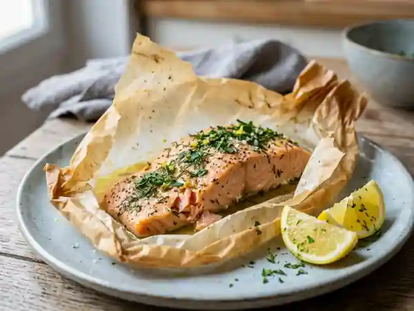Filet de saumon frais en papillote : recette simple et savoureuse - Photo de présentation