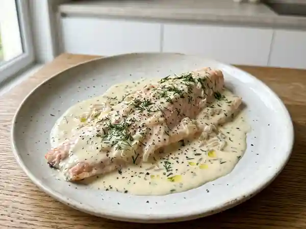 Filet de truite à la crème fraîche au micro-ondes : recette rapide et savoureuse - Photo de présentation