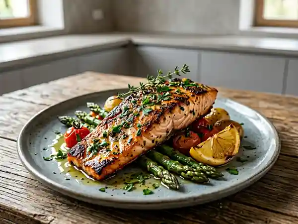 Filet de truite rôti aux herbes fraîches et citron - Photo de présentation