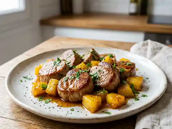 Médaillons de porc caramélisés à l'ananas - Photo de présentation