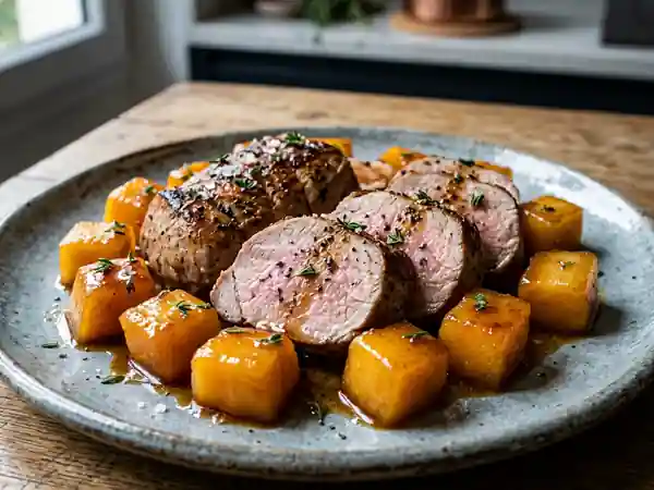 Filet mignon de porc au melon caramélisé : recette gourmande et facile - Photo de présentation