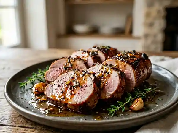 Filet mignon de porc laqué au miel - Photo de présentation