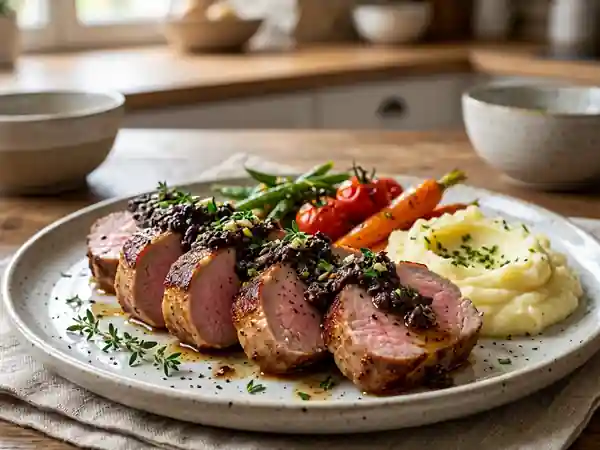 Filet mignon fondant et sa croûte de tapenade - Photo de présentation