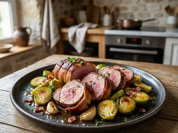 Filet mignon lardé aux choux fondants - Photo de présentation
