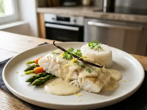 Filets de cabillaud fondants à la vanille, sauce onctueuse - Photo de présentation