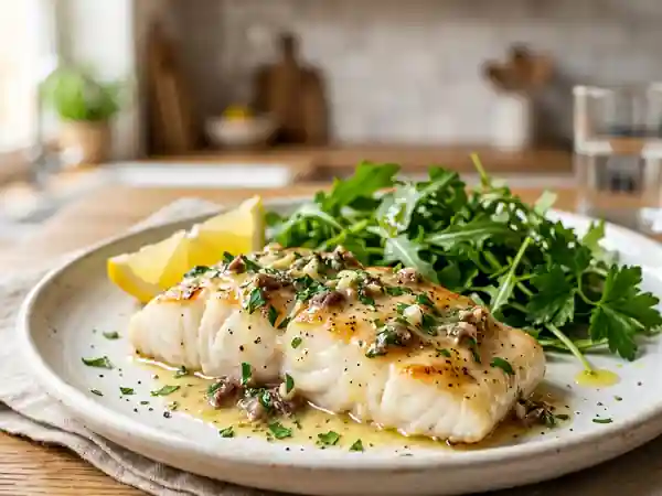 Filets de cabillaud fondants au beurre parfumé aux anchois - Photo de présentation
