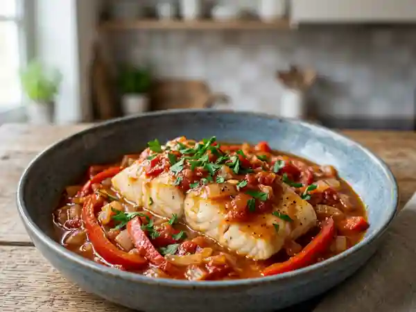 Filets de colin fondants à la madrilène - Photo de présentation