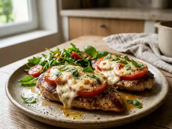 Dinde gratinée à la mozzarella et tomates - Photo de présentation