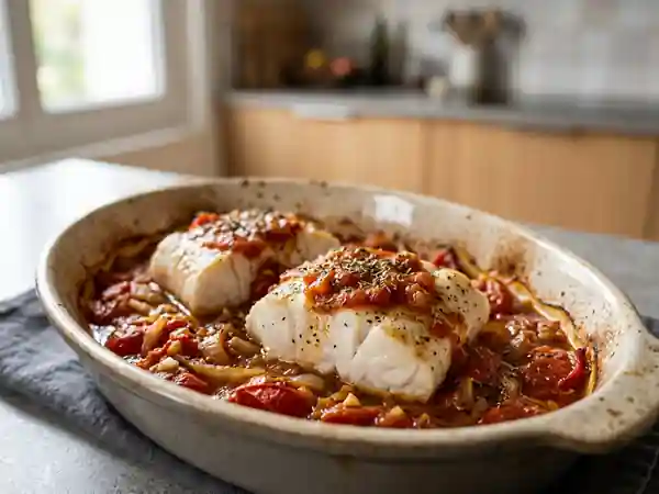 Lotte fondante au four et tomates provençales - Photo de présentation