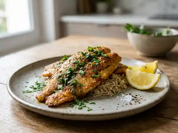 Filets de perche fondants aux épices douces - Photo de présentation